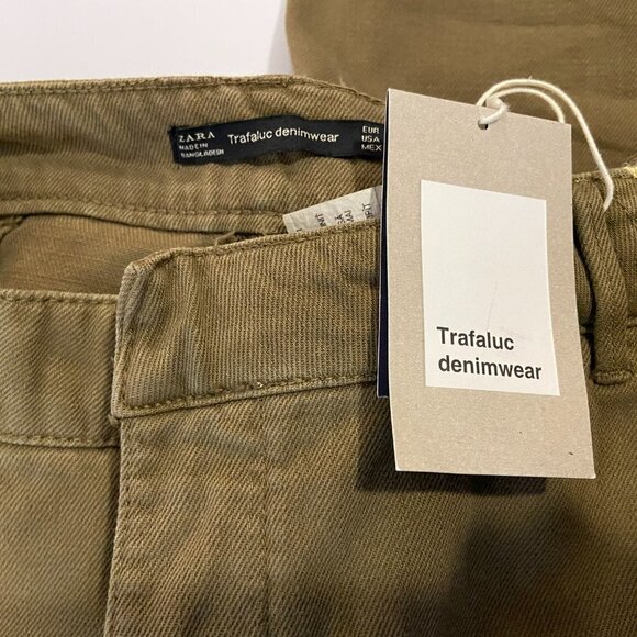 Zara Trafaluc Denimwear Women's Olive Green Mom Fit Jeans - NWT - Picture 5 of 5